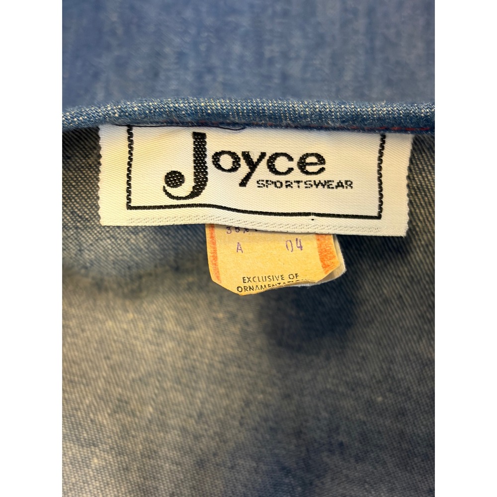 VTG 70s Joyce Blue Denim Vest Medium Red Stitching Shotgun Shell Buttons Western - Picture 5 of 8